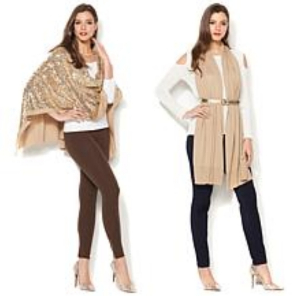 Iman Sequent & Soft Knit Wrap Champagne Gold